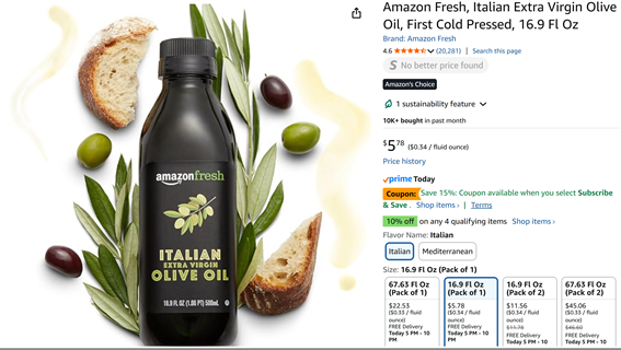 Italian Olive Oil $5.78