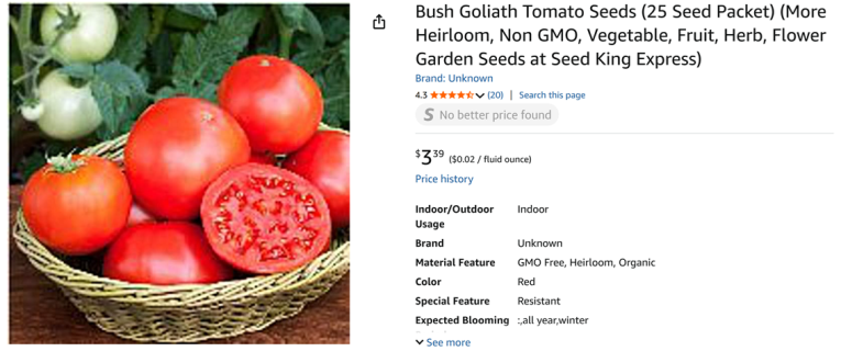 Goliath Tomato Seeds $3.39